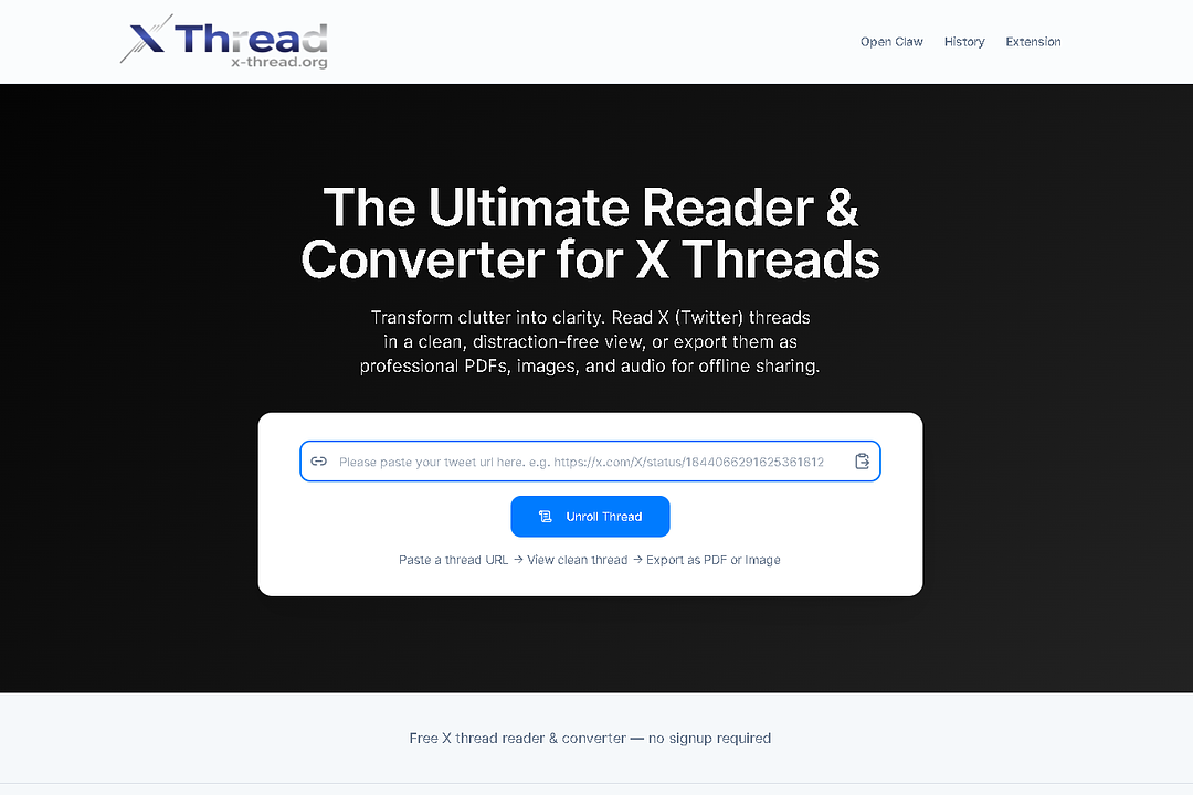 Thread to PDF – Save X Threads as Clean PDFs | x-thread.org